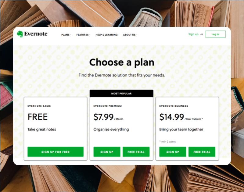 Evernote plans