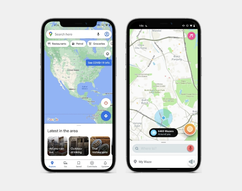 waze vs google maps interface